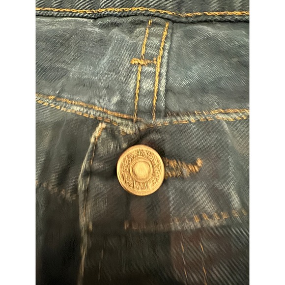 Vintage Gap Denim Baggy Fit Jeans Mens 38x30 Teal Blue Made in USA 90s Wide Leg - Picture 5 of 9